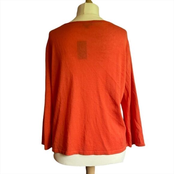 0164 J. Jill Boho Orange Embroidered Knit Cardigan Size XL NWT - Picture 3 of 8